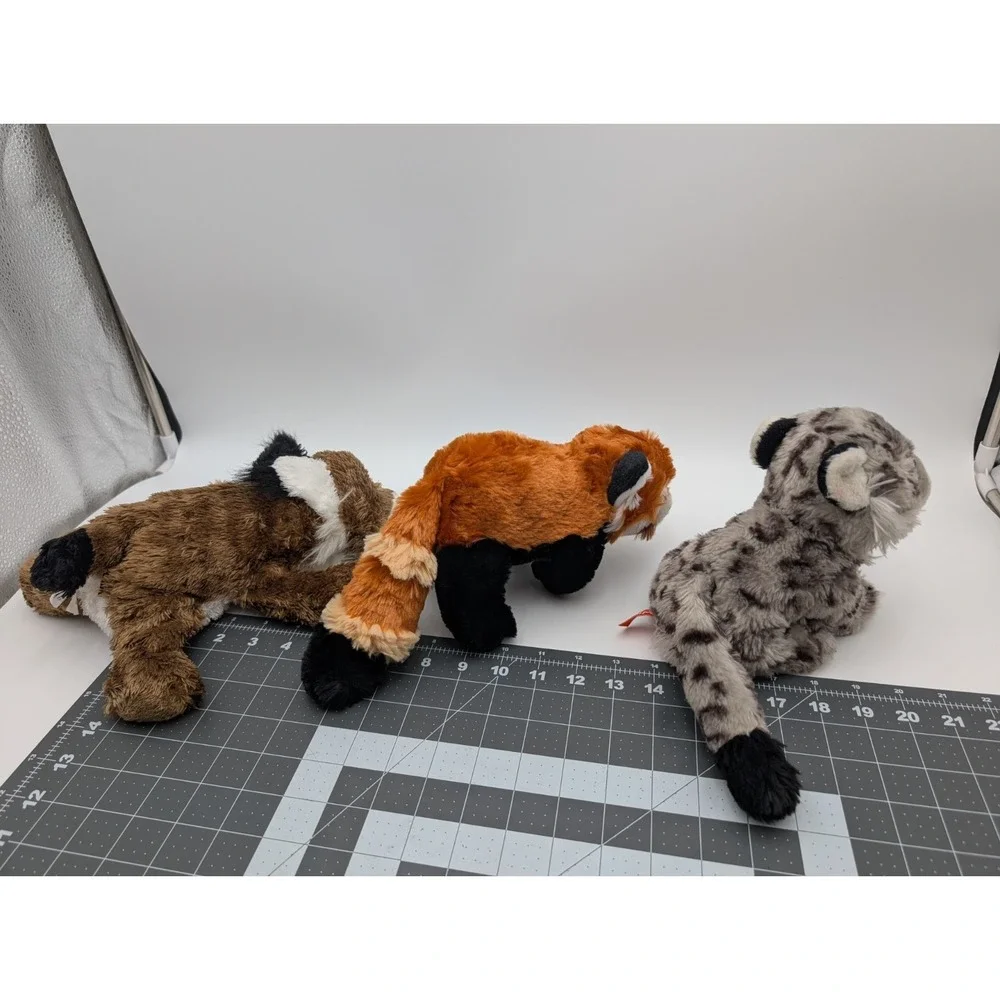 Wild Republic Plush Lot Red Panda Snow Leopard Lynx Cat Stuffed‎ Animal Toy